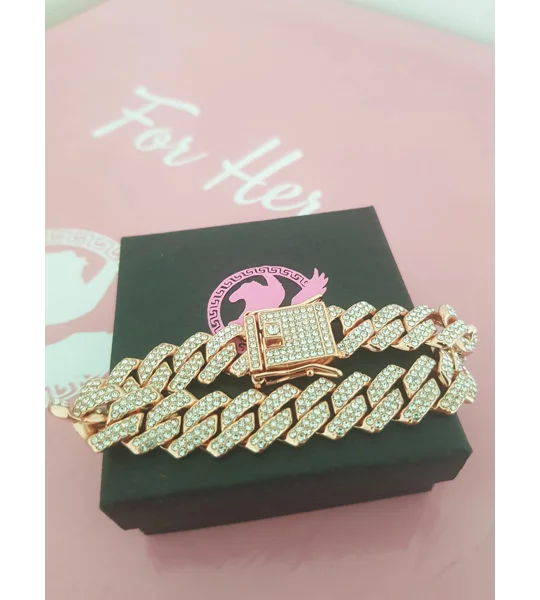 Aphrodite Rose gold iced out Cuban link bracelet