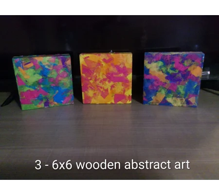 3- 6 x 6 wooden abstract art