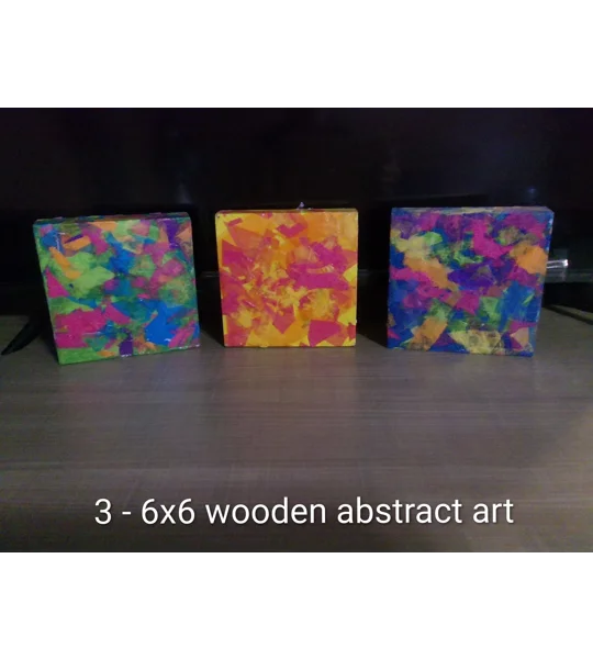 3- 6 x 6 wooden abstract art
