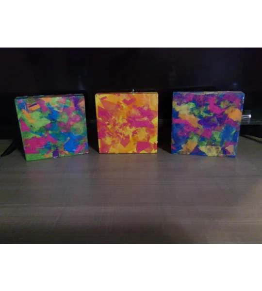 Abstract Art Set of 3 (8x8 wood)