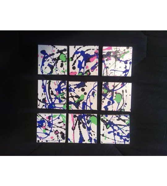 Blue Splatter Art 9 (4x4 on canvas)