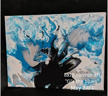 8 x 10 blue canvas abstract art