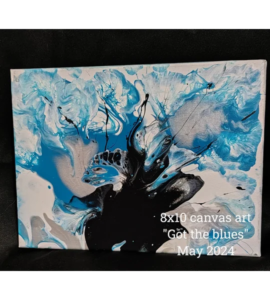 8 x 10 blue canvas abstract art