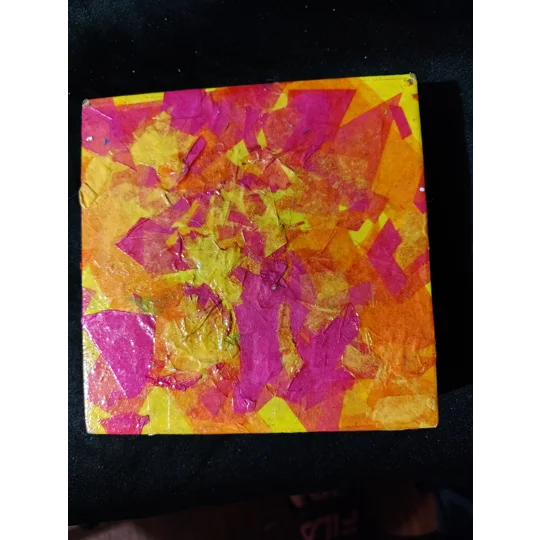 12x12 pink and orange paint pouring