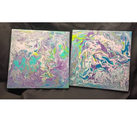 2-12x12 acrylic paint pouring
