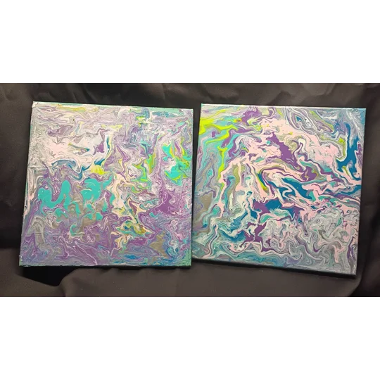 2-12x12 acrylic paint pouring