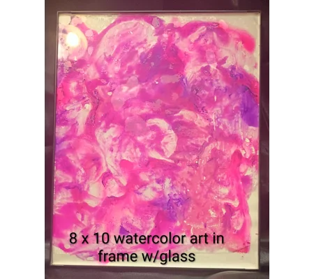 8 x 10 pink watercolor in glass frame