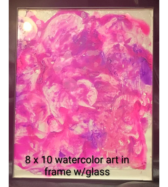 8 x 10 pink watercolor in glass frame