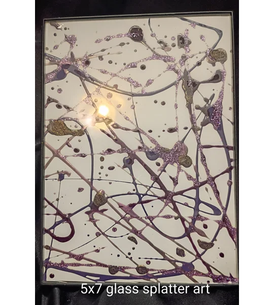 5x7 splatter art on glass