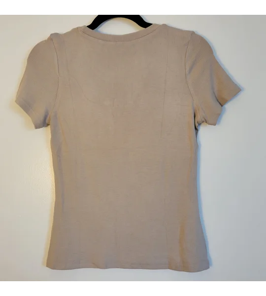 Lulu’s tan natural short sleeve cropped top size small Casual Festive