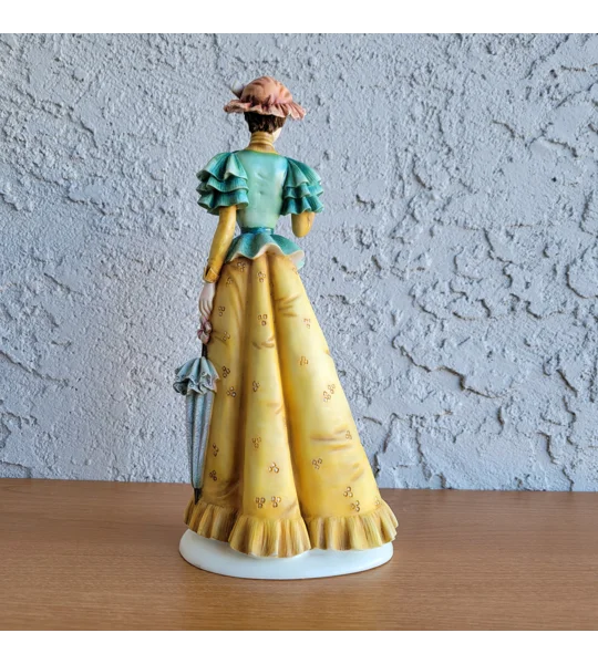 Victorian Lady – Hand-painted Porcelain (Matte Finish) – Vintage Hat and Parasol