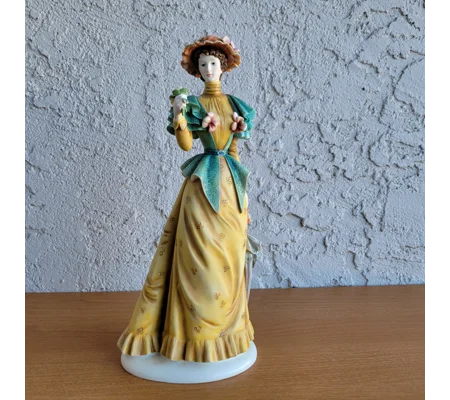 Victorian Lady – Hand-painted Porcelain (Matte Finish) – Vintage Hat and Parasol