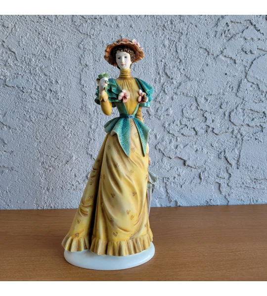 Victorian Lady – Hand-painted Porcelain (Matte Finish) – Vintage Hat and Parasol