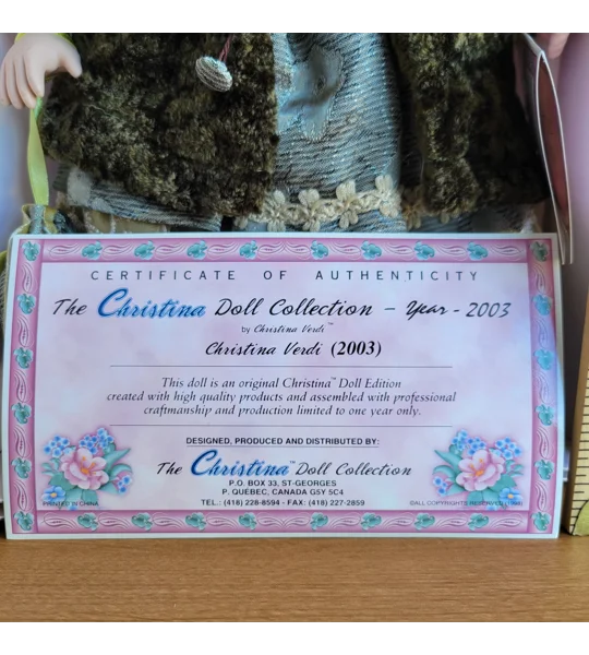 Christina Verdi Fine Genuine Porcelain Doll Green Dress Collection Edition-2003