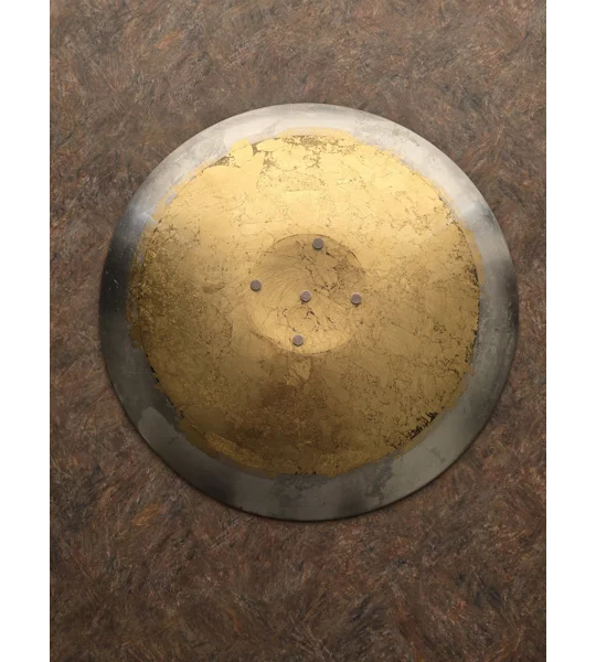 Italian Vintage Gold Leaf & Pearlescent finish Glass Platter Large Centerpiece