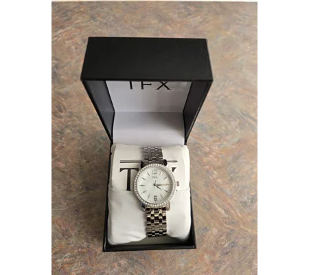 TFX women analog quartz watch Swarovski crystal pavé border TFX by Bulova 36T115