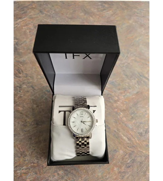 TFX women analog quartz watch Swarovski crystal pavé border TFX by Bulova 36T115