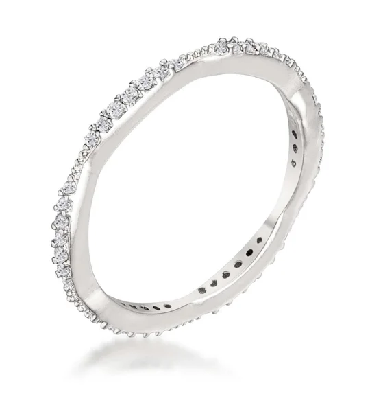 .42Ct Dainty 18k Rhodium Plated Micro Pave CZ Stackable Eternity Ring