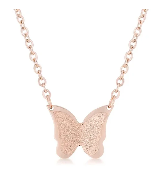Breanne Rose Gold Stainless Steel Rose Gold Butterfly Necklace