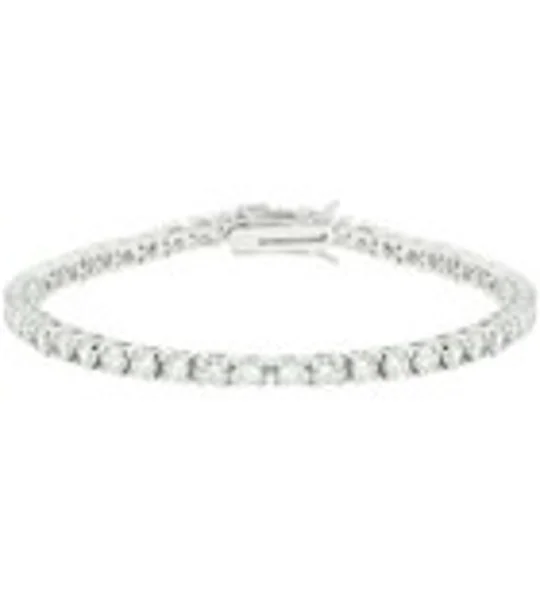 Silvertone Finish Victorian Cubic Zirconia Tennis 8 Inch Bracelet