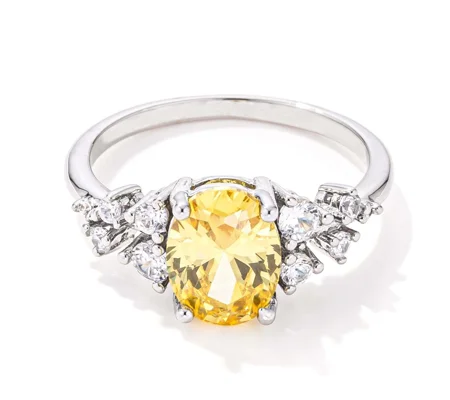 2.95ct. Captivating Lemon Yellow CZ Engagement Ring