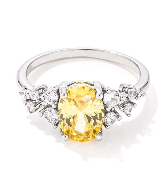 2.95ct. Captivating Lemon Yellow CZ Engagement Ring