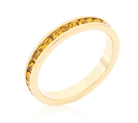 Stylish Stackables Yellow Crystal Gold Ring