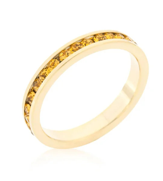 Stylish Stackables Yellow Crystal Gold Ring
