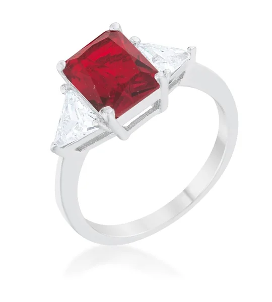 Classic Ruby Rhodium Engagement Ring