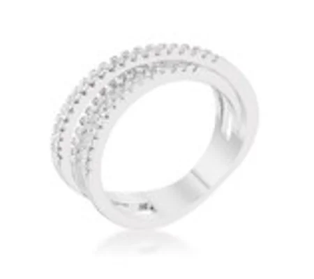 Lynn 0.25ct CZ Rhodium Twisted Trio Band Ring