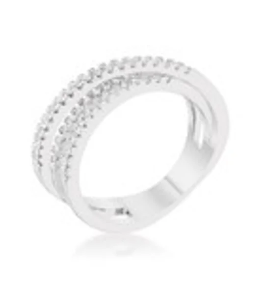 Lynn 0.25ct CZ Rhodium Twisted Trio Band Ring