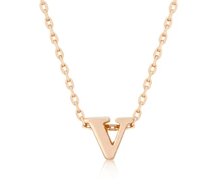 Rose Gold Finish Initial V Pendant