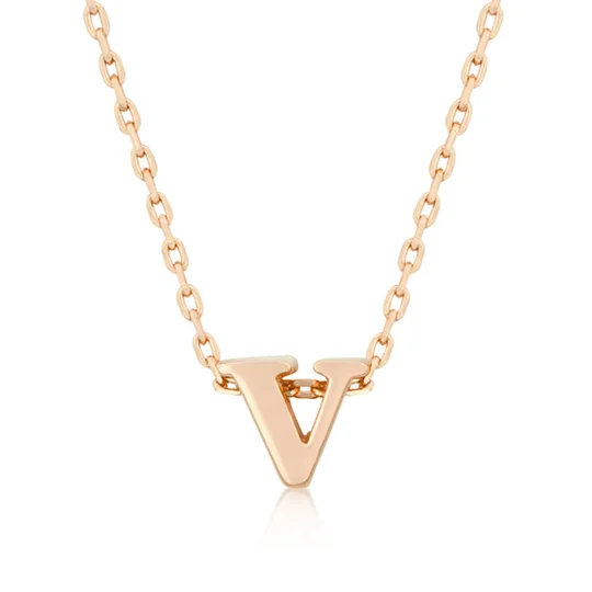 Rose Gold Finish Initial V Pendant