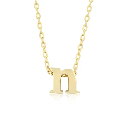 Gold Initial N Pendant Necklace 18" + 2" Extender Simple Layered Letter Charm