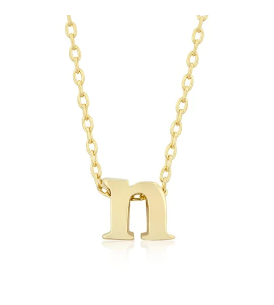 Gold Initial N Pendant Necklace 18" + 2" Extender Simple Layered Letter Charm