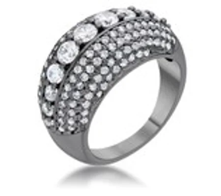 Krista 1.5ct CZ Hematite Contemporary Cocktail Ring