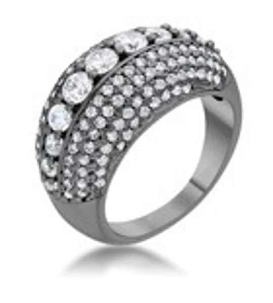 Krista 1.5ct CZ Hematite Contemporary Cocktail Ring