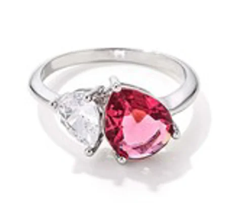 2.75ct Clear & Rose Pink Toi et Moi CZ Ring