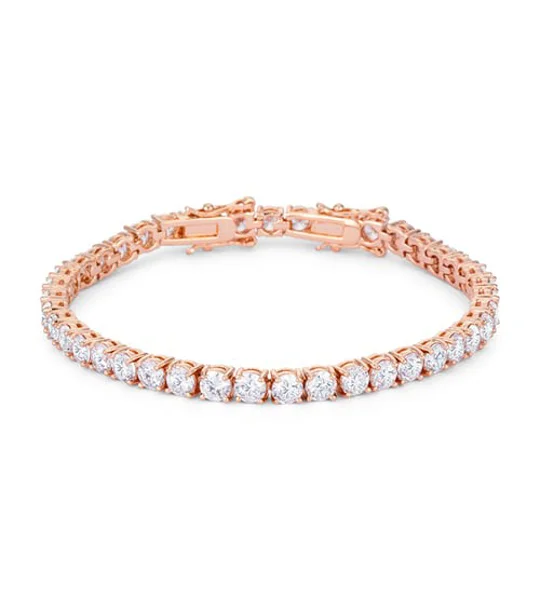 17.6 Ct Rosegold Tennis Bracelet with Shimmering Round CZ
