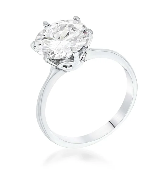 3.5 Carat Single Stone CZ Rhodium Classic Solitaire Ring