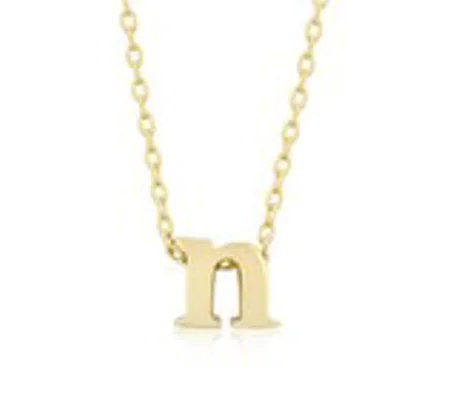 Gold Initial N Pendant Necklace 18" + 2" Extender Simple Layered Letter Charm