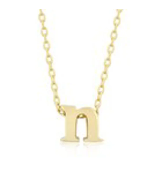 Gold Initial N Pendant Necklace 18" + 2" Extender Simple Layered Letter Charm