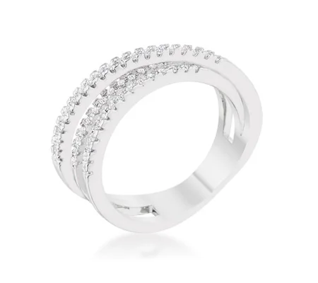 Lynn 0.25ct CZ Rhodium Twisted Trio Band Ring