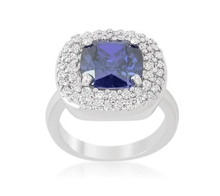 Micropave Lavender Purple Bridal Cocktail Ring