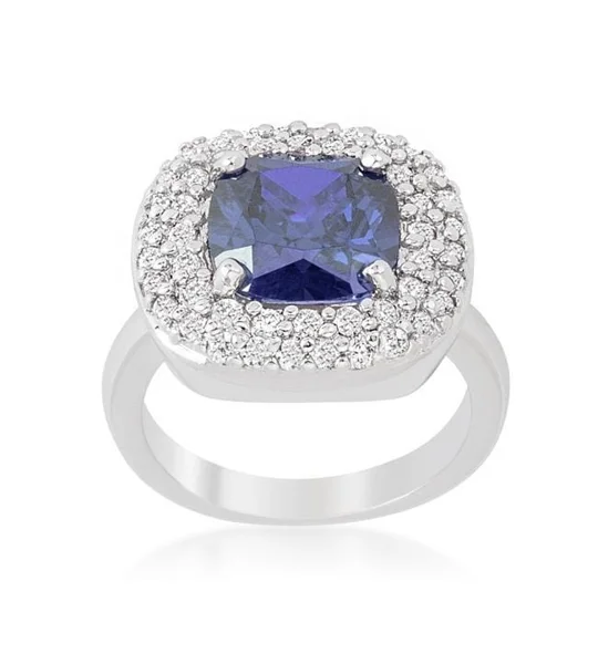 Micropave Lavender Purple Bridal Cocktail Ring