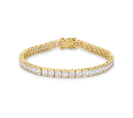 Princess Cut CZ Gold Tone Tennis Bracelet