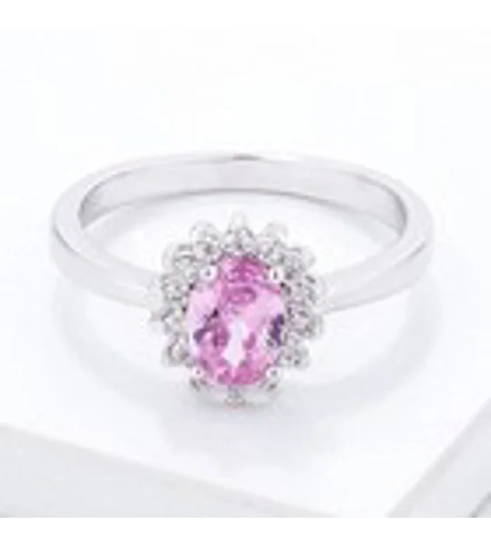Pink Ice CZ Petite Oval Ring
