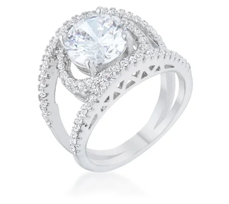 Marcie 3ct CZ Rhodium Contemporary Ring
