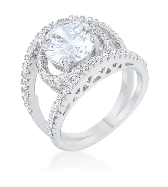 Marcie 3ct CZ Rhodium Contemporary Ring