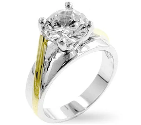 Two-tone Finish Solitaire Engagement Ring